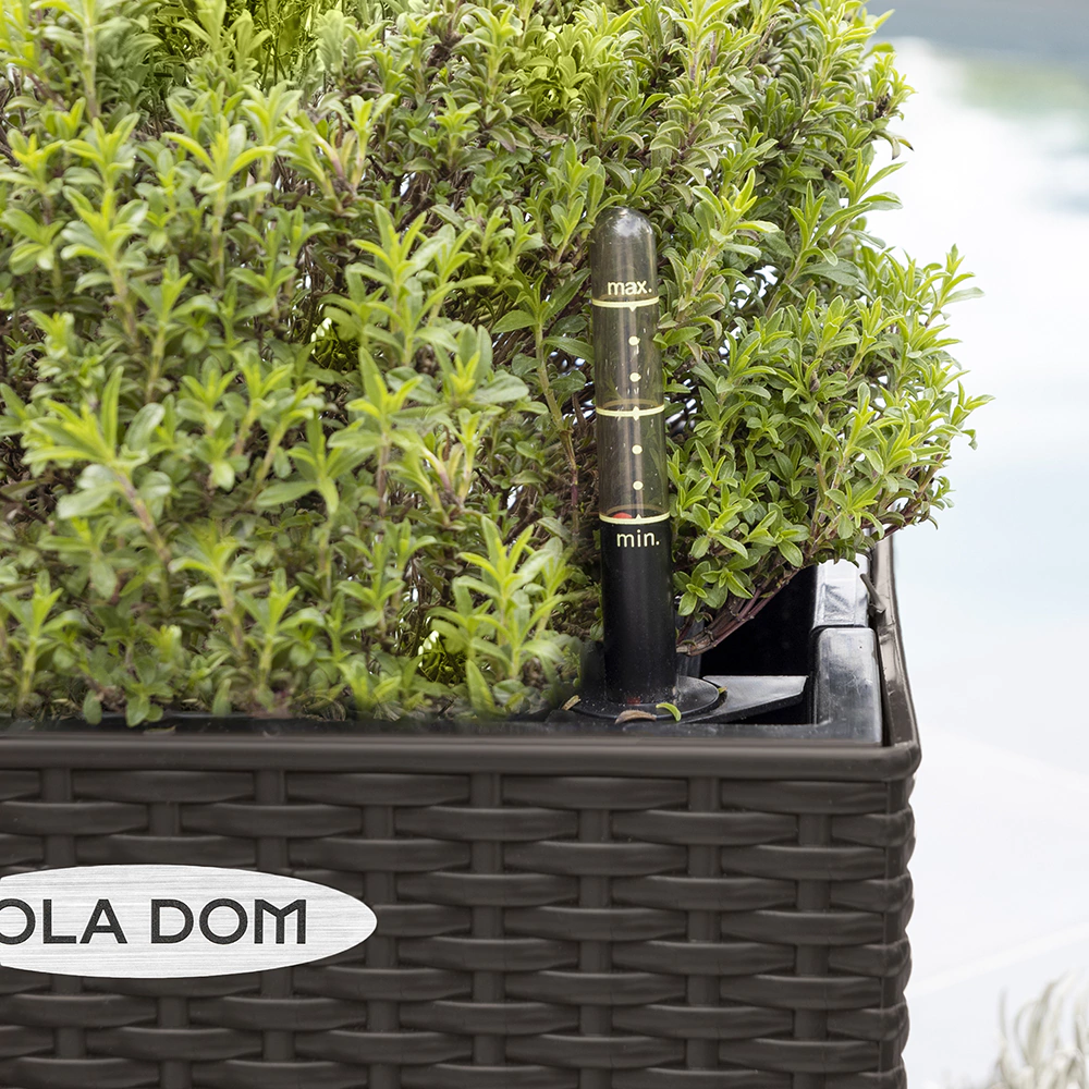 Уличный горшок пластиковый RATTAN OLA DOM коричневый 29х29х56 см 34 л со вставкой 14 л