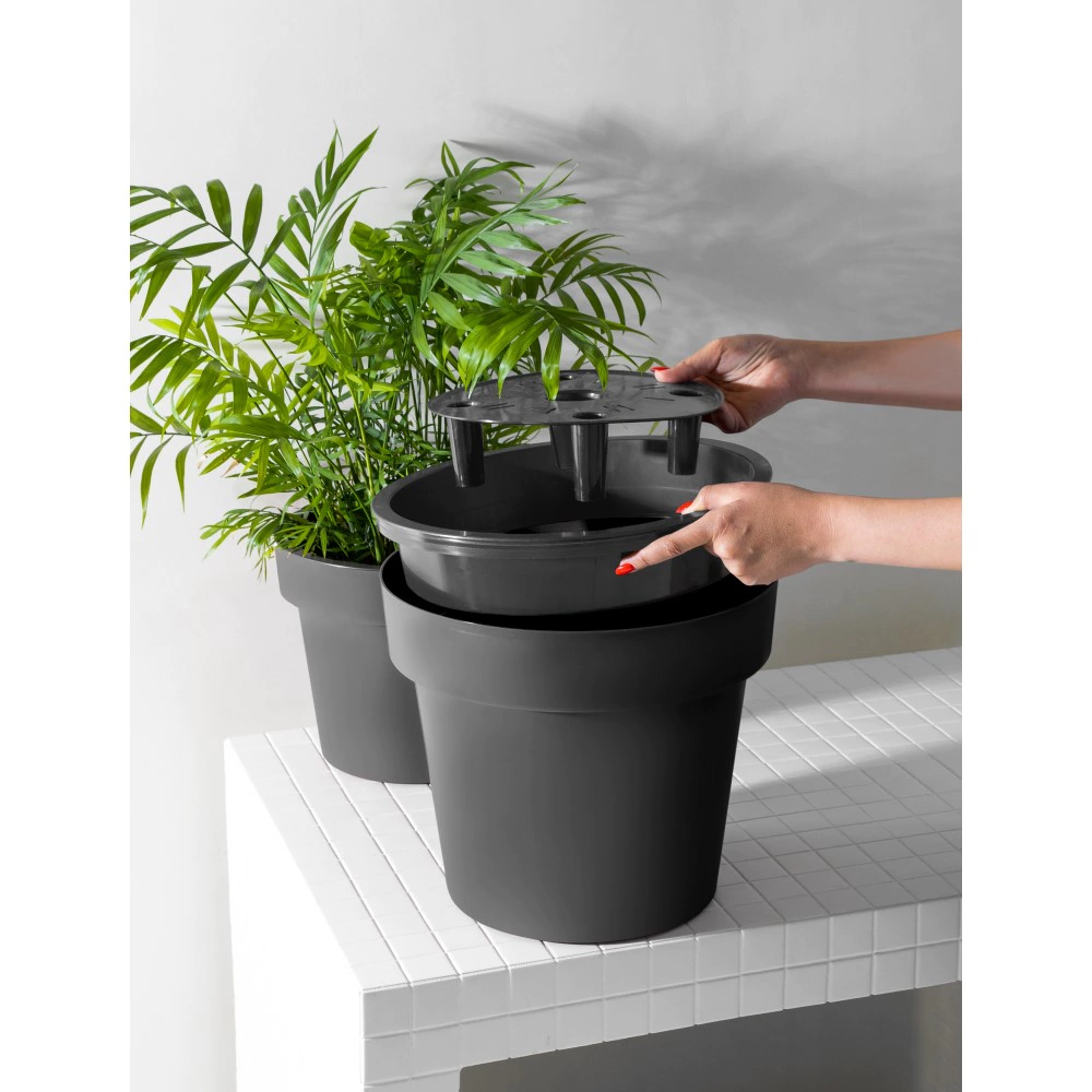 Кашпо пластиковое LOFT OLA DOM серое d33 см h28,5 см 16 л