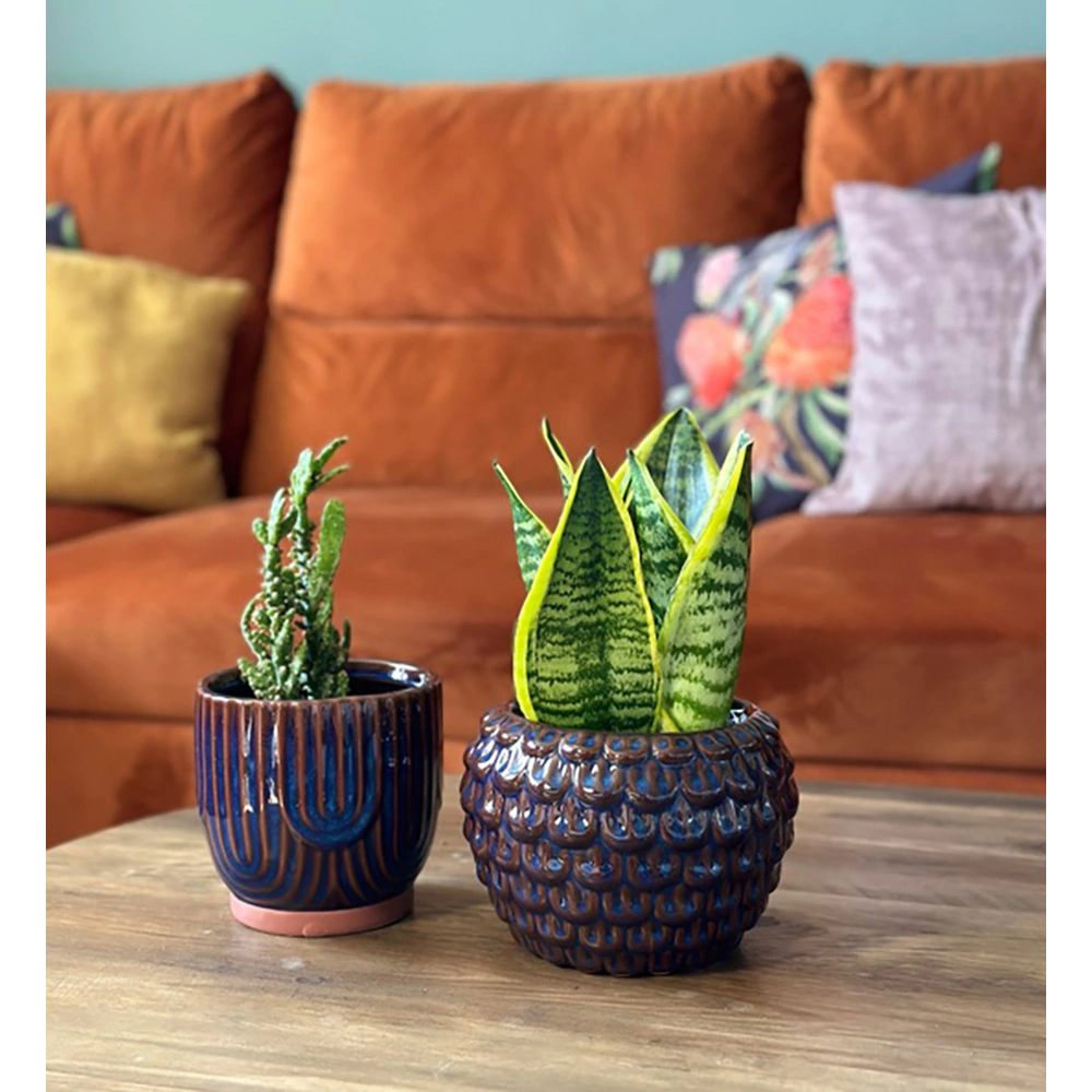 Кашпо керамическое Vintage синее d14 см h13 см 1,5 л