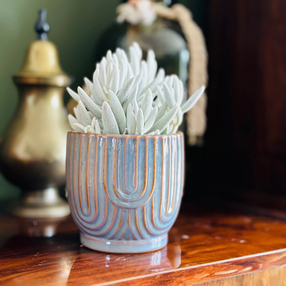 Кашпо керамическое Vintage голубое d14 см h13 см 1,5 л