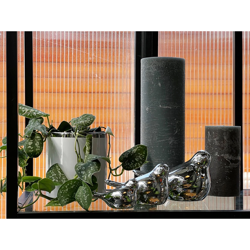 Кашпо керамическое Moon цилиндр белое с серебром d13 см h14 см 1,5 л