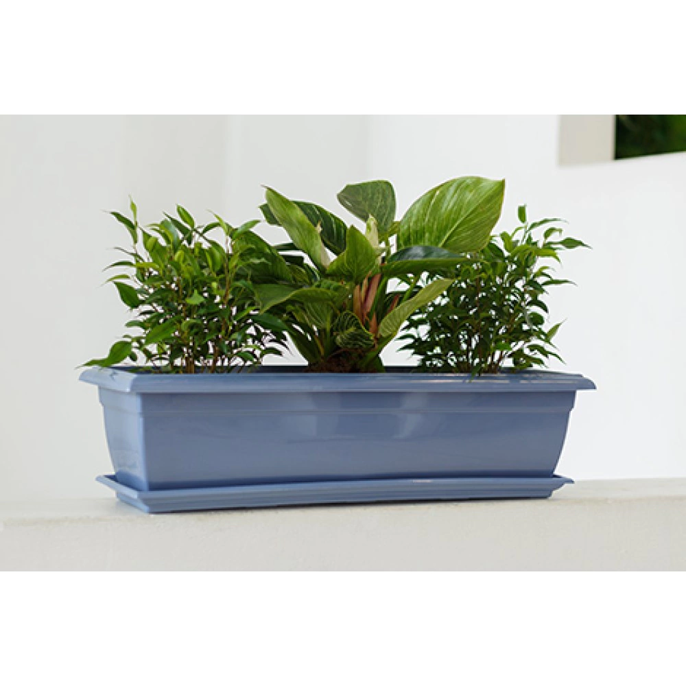 Балконный ящик пластиковый Жарди дымчатый синий 60х15х15 см 8 л