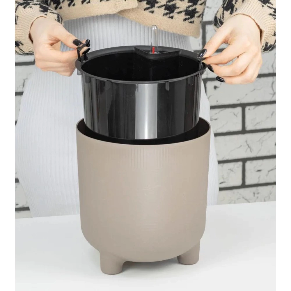 Кашпо пластиковое Шэнк французcкий серый d22 см h22,5 см 6,5 л со вставкой 3,8 л