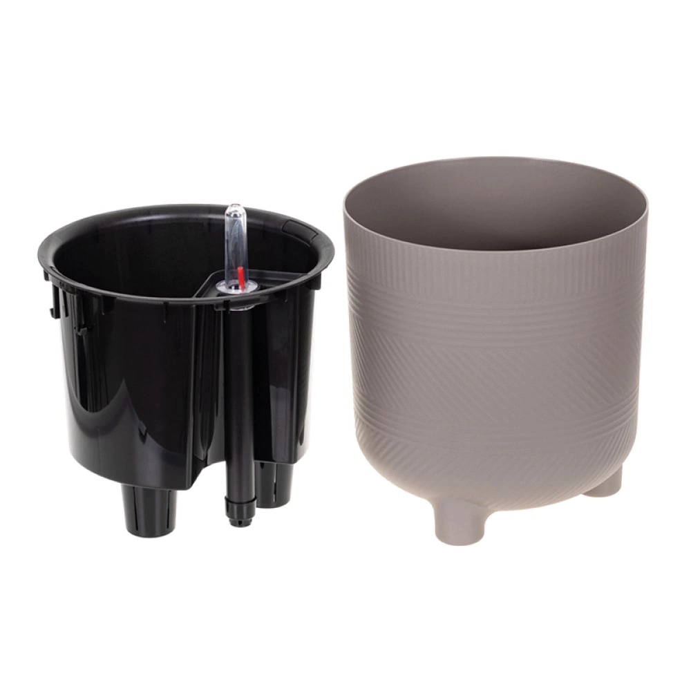 Кашпо пластиковое Шэнк французcкий серый d22 см h22,5 см 6,5 л со вставкой 3,8 л