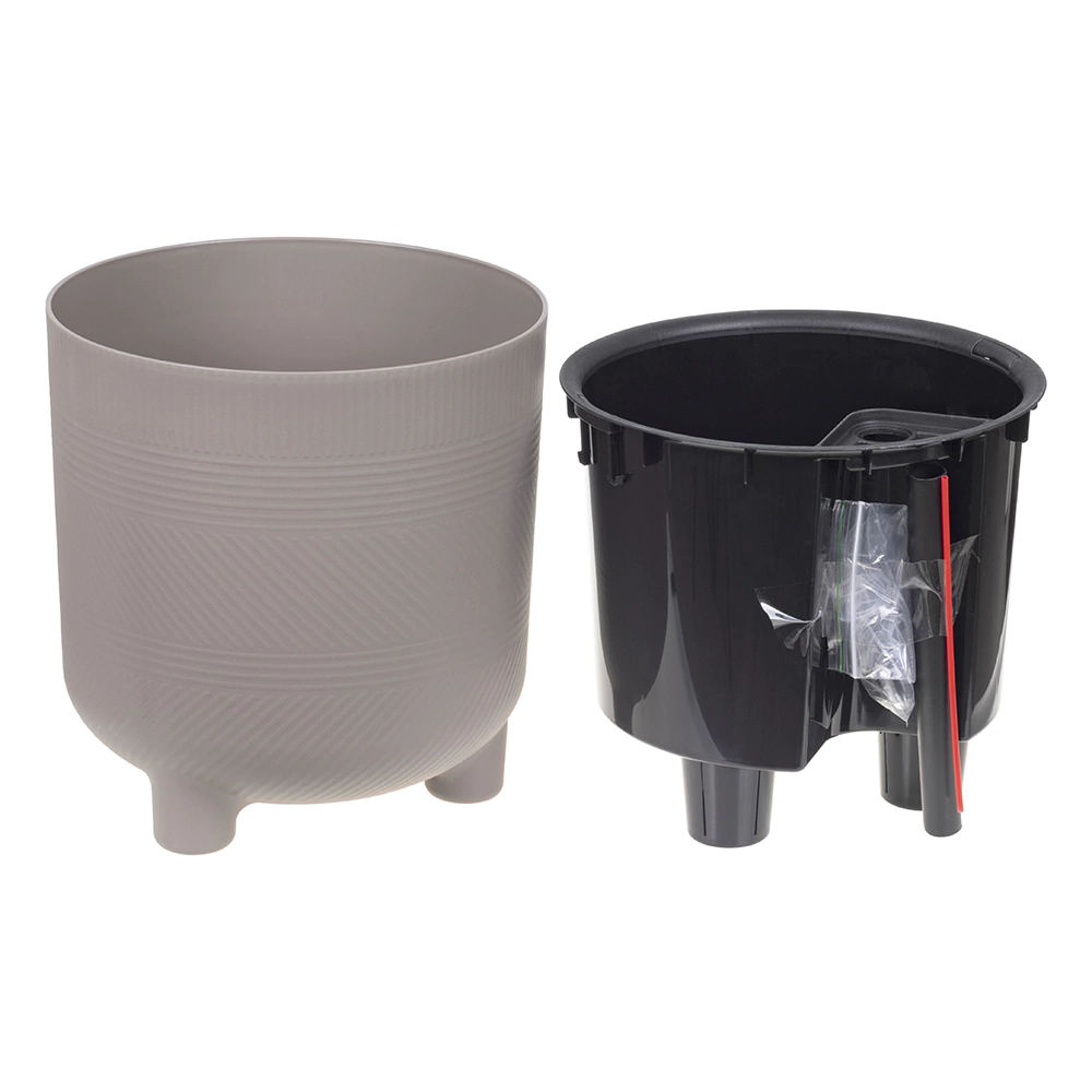 Кашпо пластиковое Шэнк французcкий серый d22 см h22,5 см 6,5 л со вставкой 3,8 л