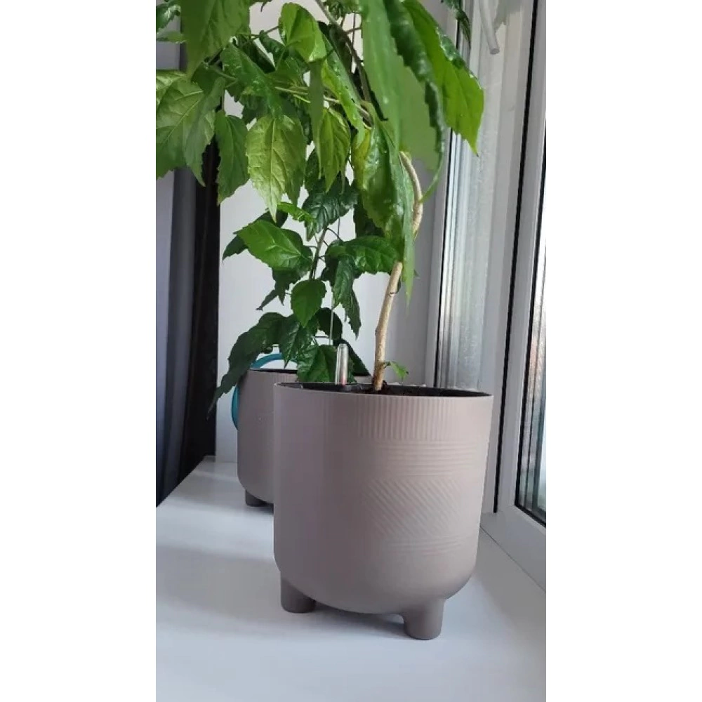 Кашпо пластиковое Шэнк французcкий серый d22 см h22,5 см 6,5 л со вставкой 3,8 л