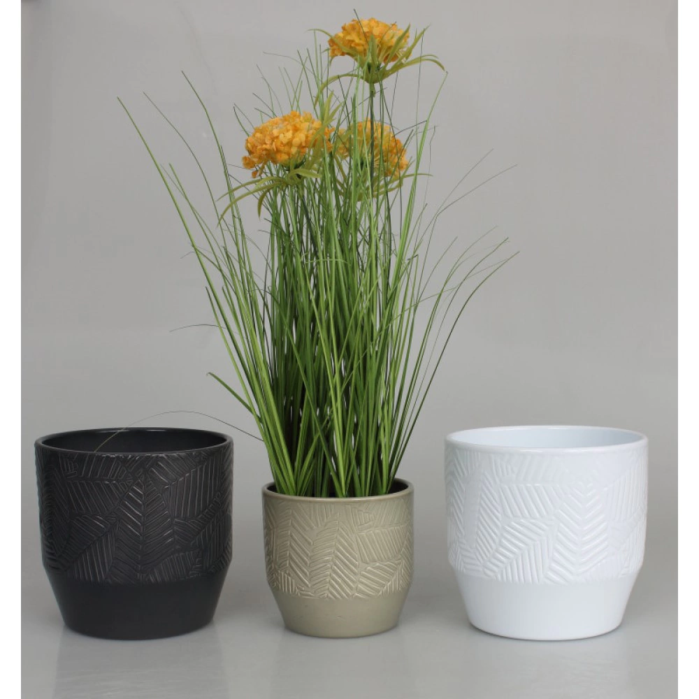 Кашпо керамическое Cermax 80 серое d13 см h12 см 1,4 л