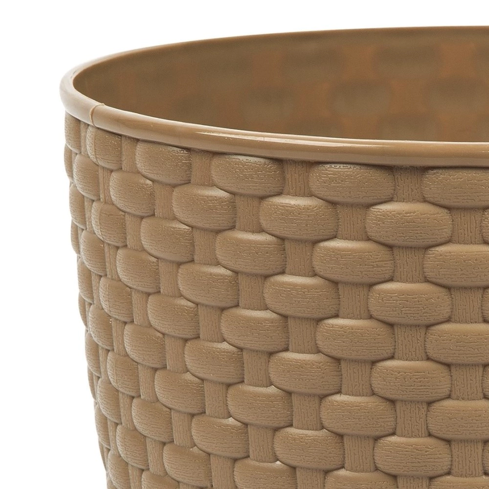 Кашпо пластиковое Ротанг бежевое d21 см h18,1 см 4,7 л