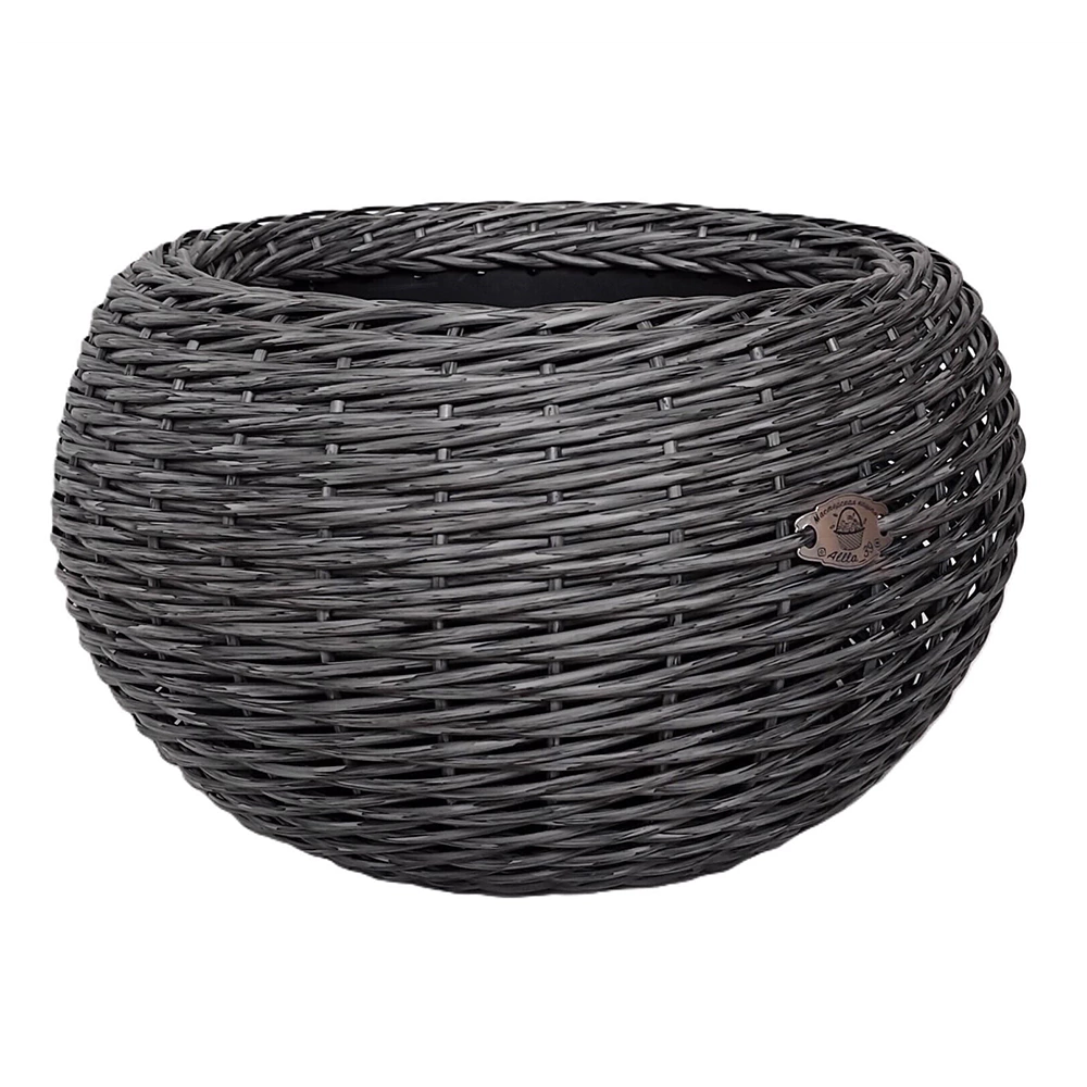 Уличный горшок из ротанга графит d46 см h27 см 20 л