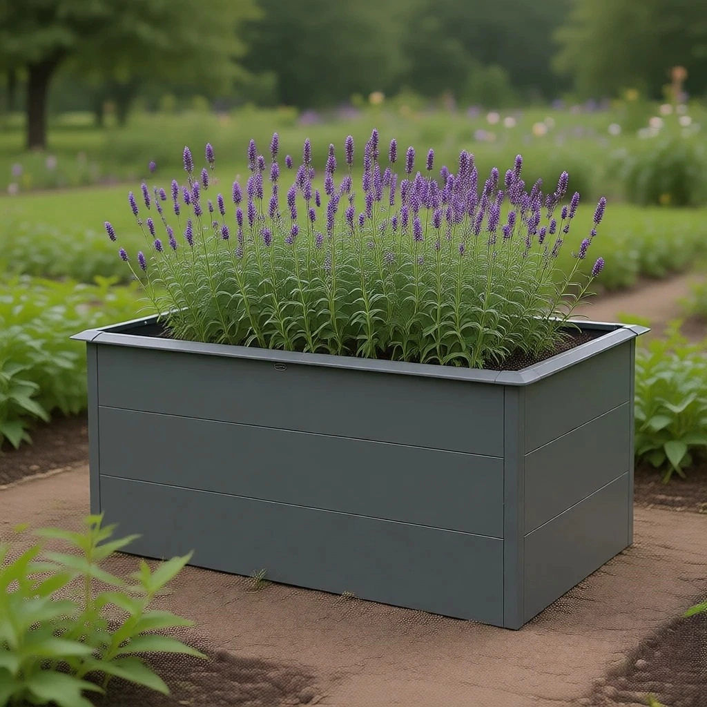 Клумба для цветов стальная 150х75х77 см антрацит VERANA