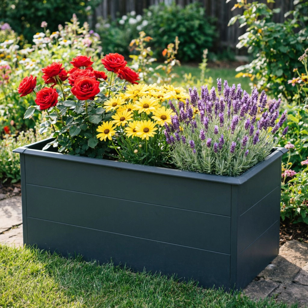 Клумба для цветов стальная 150х75х77 см антрацит VERANA