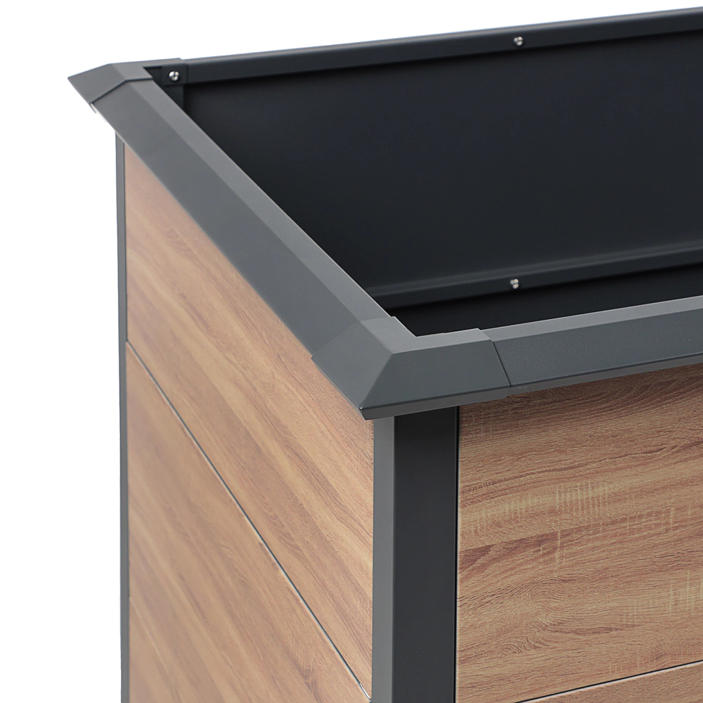 Клумба для цветов стальная 150х75х77 см антрацит и дерево VERANA