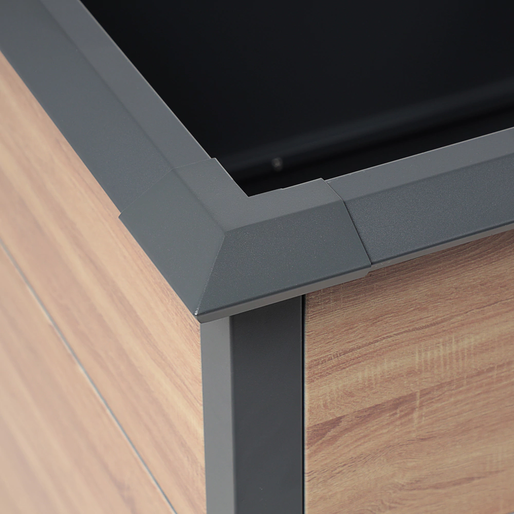 Клумба для цветов стальная 150х75х77 см антрацит и дерево VERANA