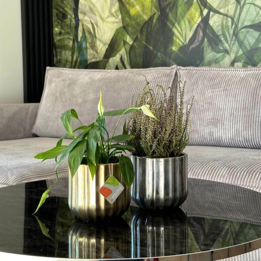 Кашпо керамическое d14 см h13 см 1,4 л серебро Rustic