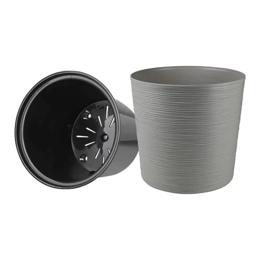 Кашпо пластиковое d31 см h29 см 15 л серый жемчуг La Decoro