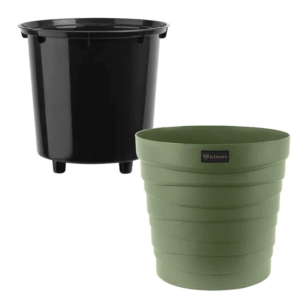 Кашпо пластиковое d26,5 см h25 см 7,5 л теплая хвоя Бархан