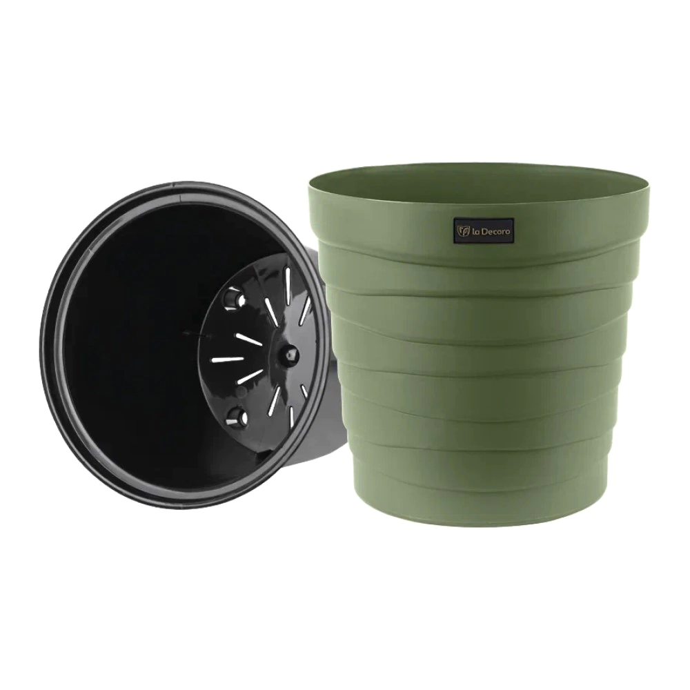 Кашпо пластиковое d26,5 см h25 см 7,5 л теплая хвоя Бархан