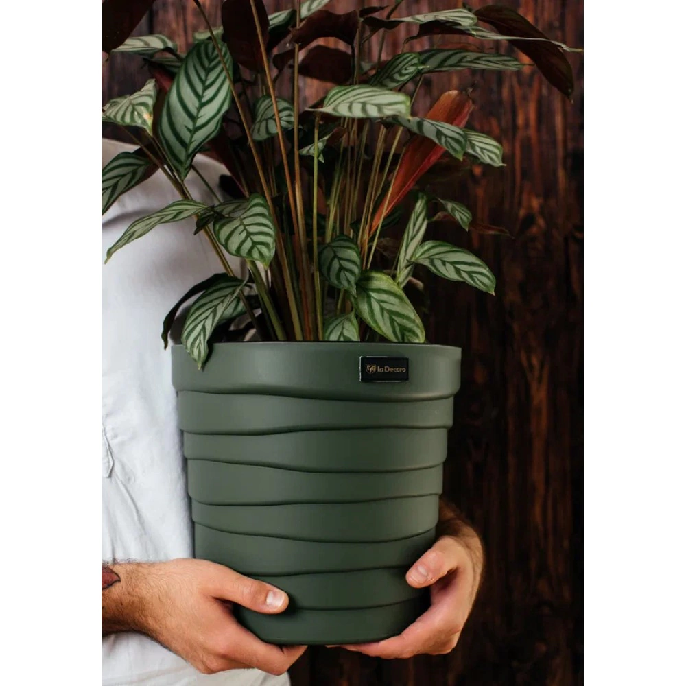 Кашпо пластиковое d26,5 см h25 см 7,5 л теплая хвоя Бархан