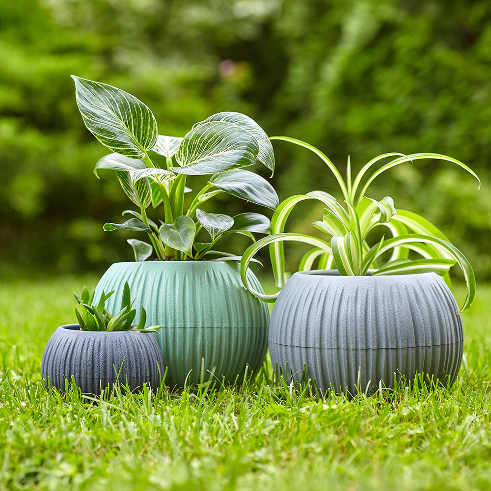 Кашпо пластиковое d20 см h19 см 1,7 л Сфера оливковое