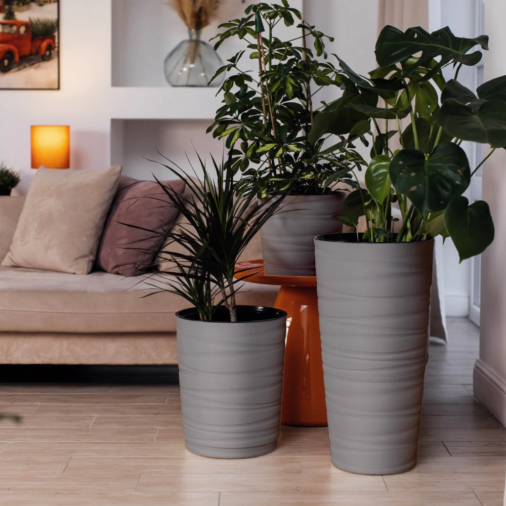 Кашпо пластиковое d30 см h36 см 15 л Модерн Медиум серый жемчуг