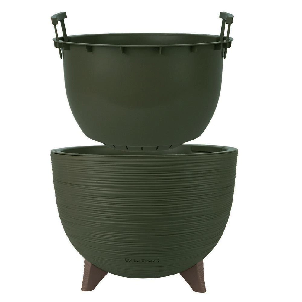 Кашпо пластиковое d32 см h24,2 см 9,8 л на ножках La Decoro теплая хвоя