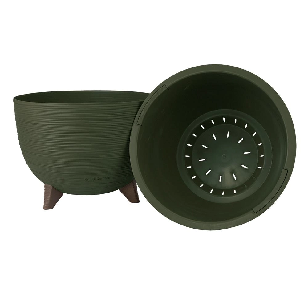 Кашпо пластиковое d32 см h24,2 см 9,8 л на ножках La Decoro теплая хвоя