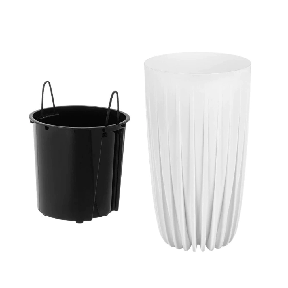 Кашпо пластиковое d30 см h53 см 27,3 л с вкладкой 17 л Сигма белое