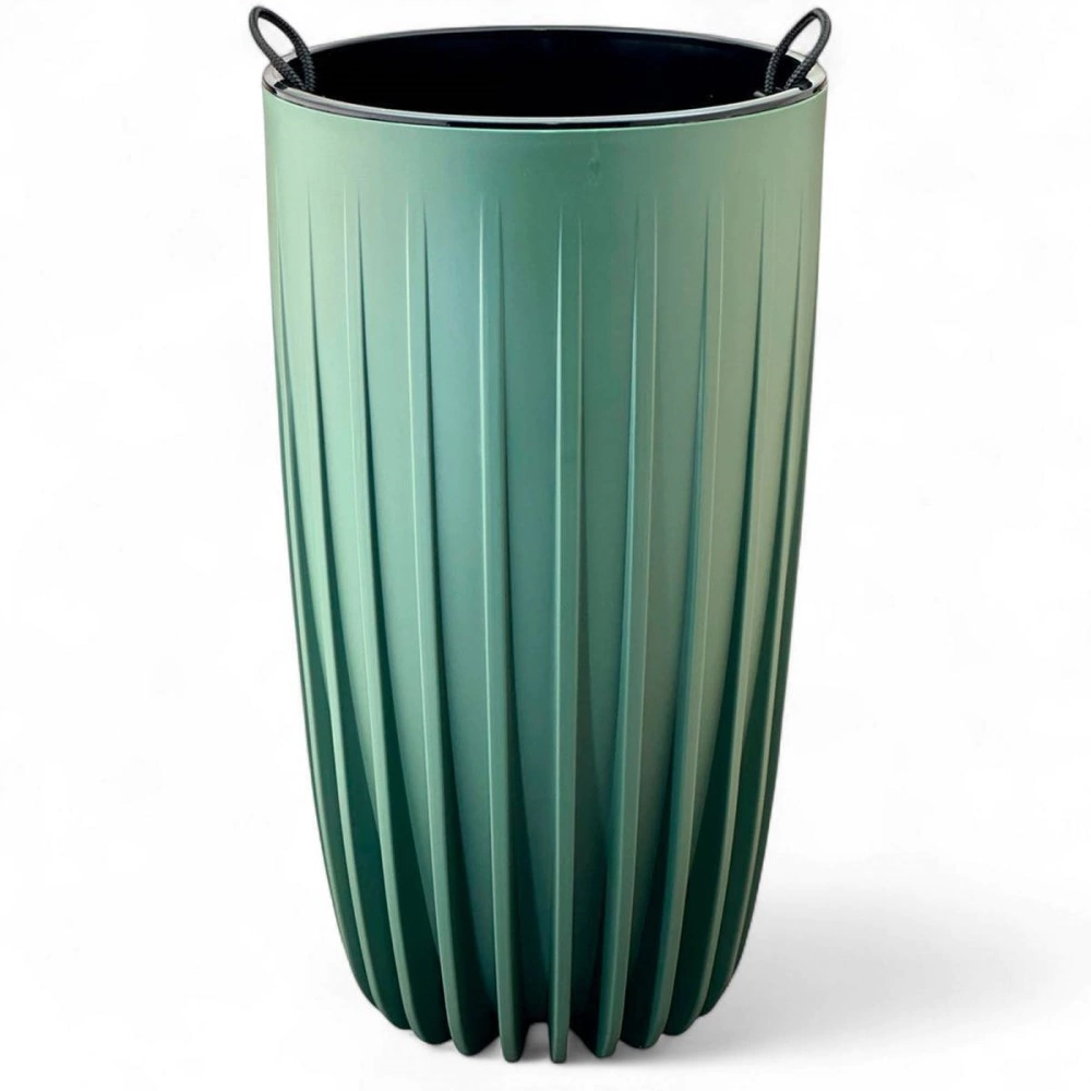 Кашпо пластиковое d30 см h53 см 27,3 л с вкладкой 17 л Сигма нефрит