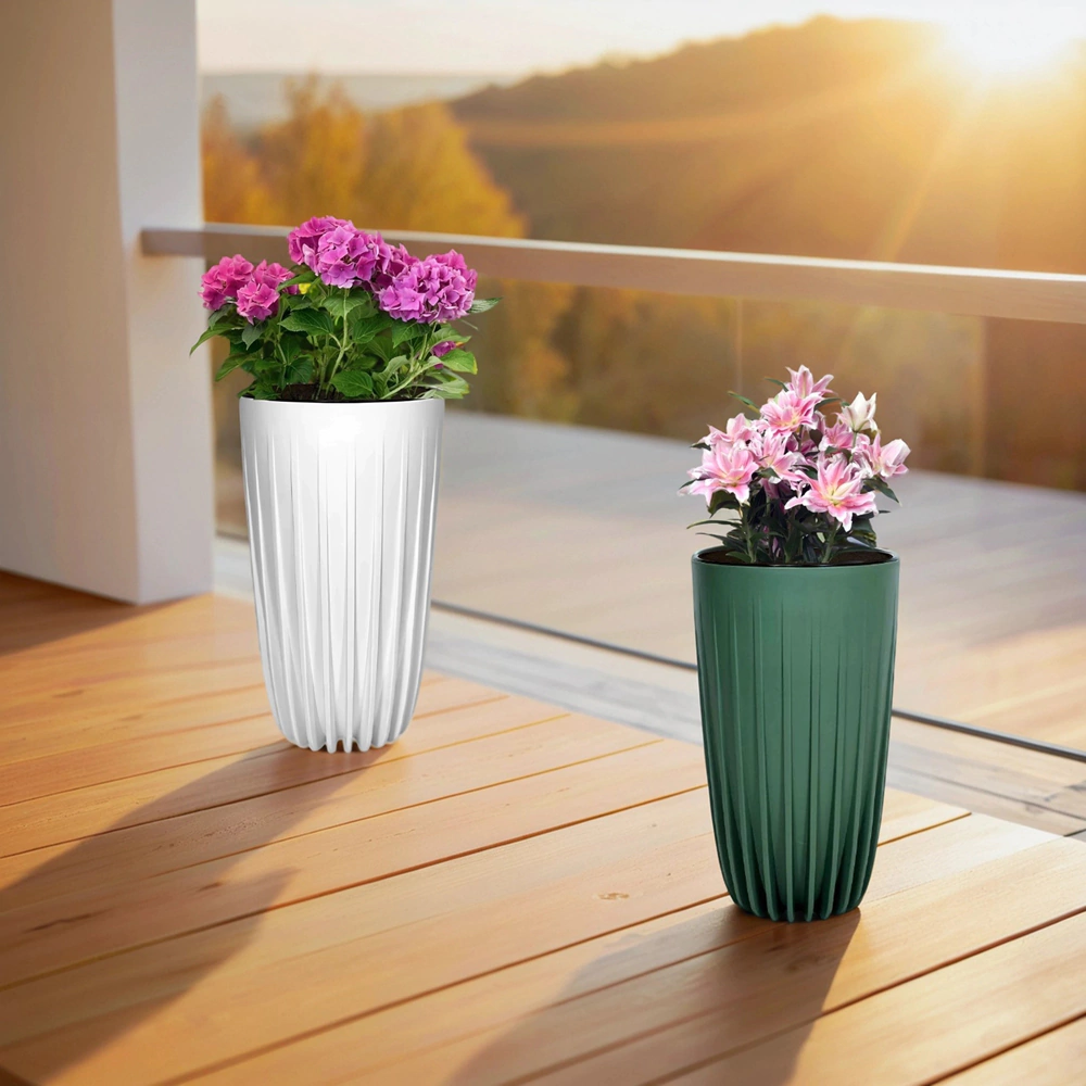 Кашпо пластиковое d30 см h53 см 27,3 л с вкладкой 17 л Сигма нефрит