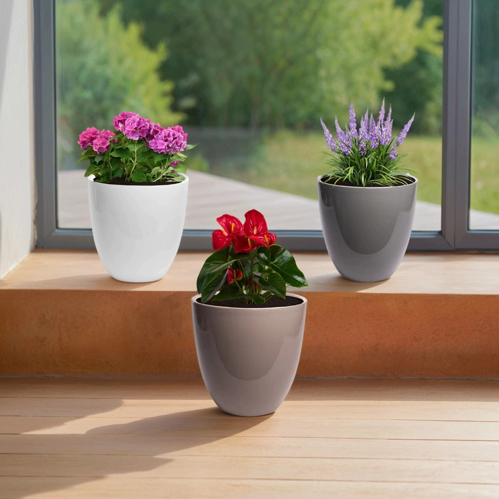 Кашпо пластиковое с вкладкой d30 см h30 см 16,5 л Сириус серое