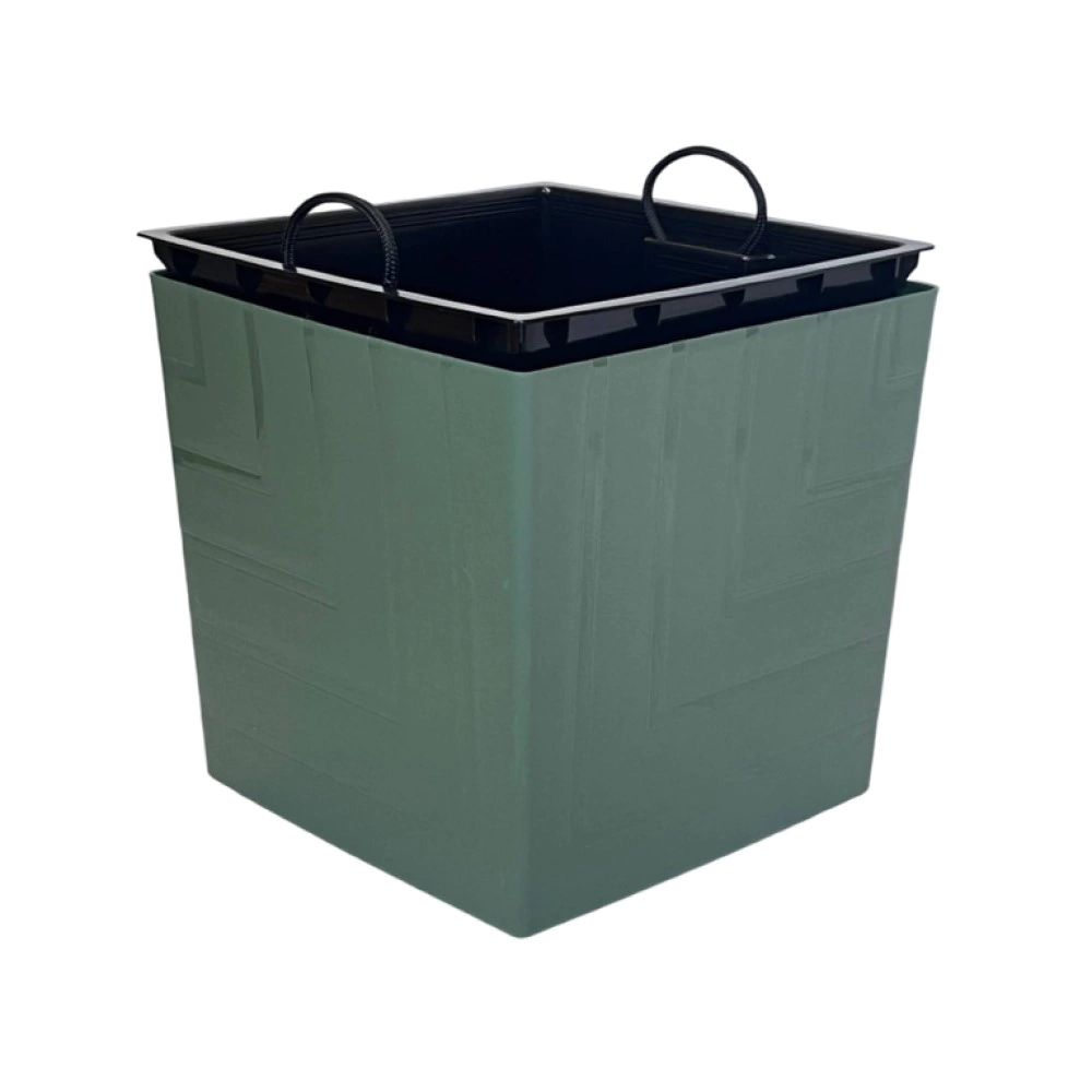 Кашпо пластиковое с вкладкой 30х30х30 см 23,4 л Квадро нефрит