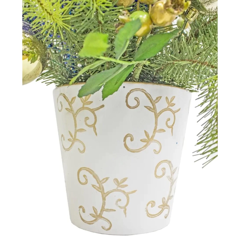 Кашпо керамическое Polnix белое с узором d14 см h13 см 1,3 л