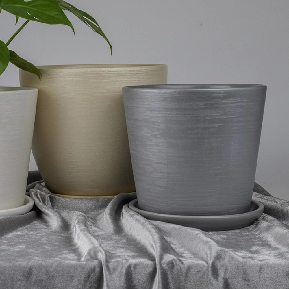 Горшок керамический Бархат конус бежевый d12 см h11 см 0,8 л