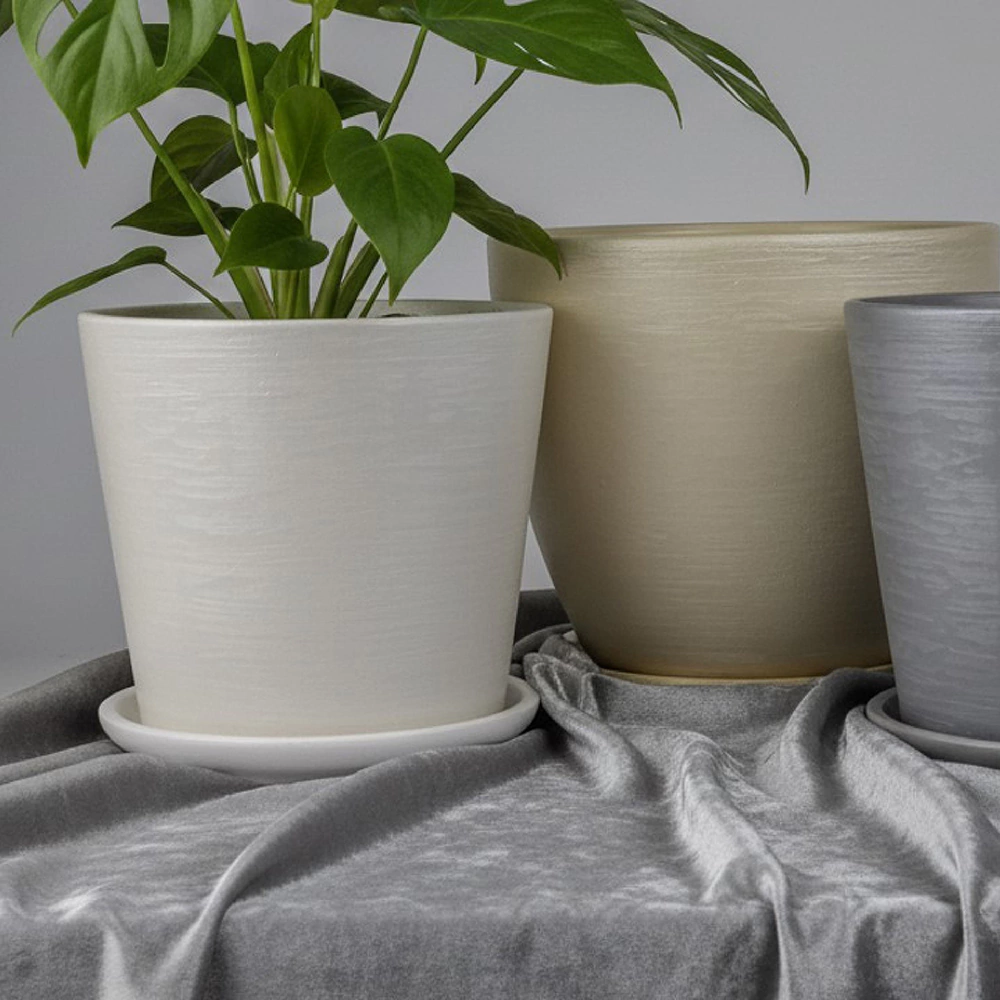 Горшок керамический Бархат конус бежевый d15 см h13,5 см 1,6 л