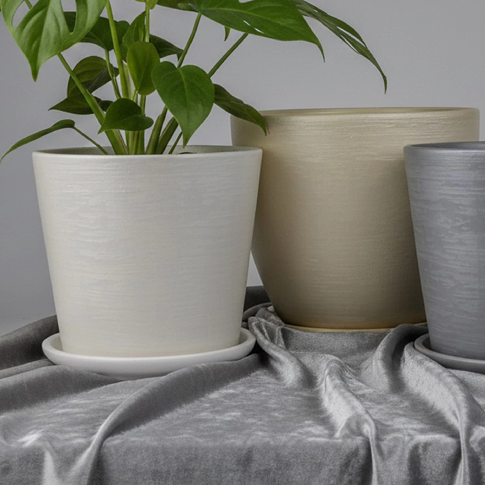 Горшок керамический Бархат конус бежевый d18 см h15,5 см 3 л