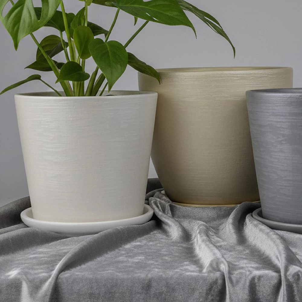 Горшок керамический Бархат конус бежевый d22 см h19 см 5,4 л