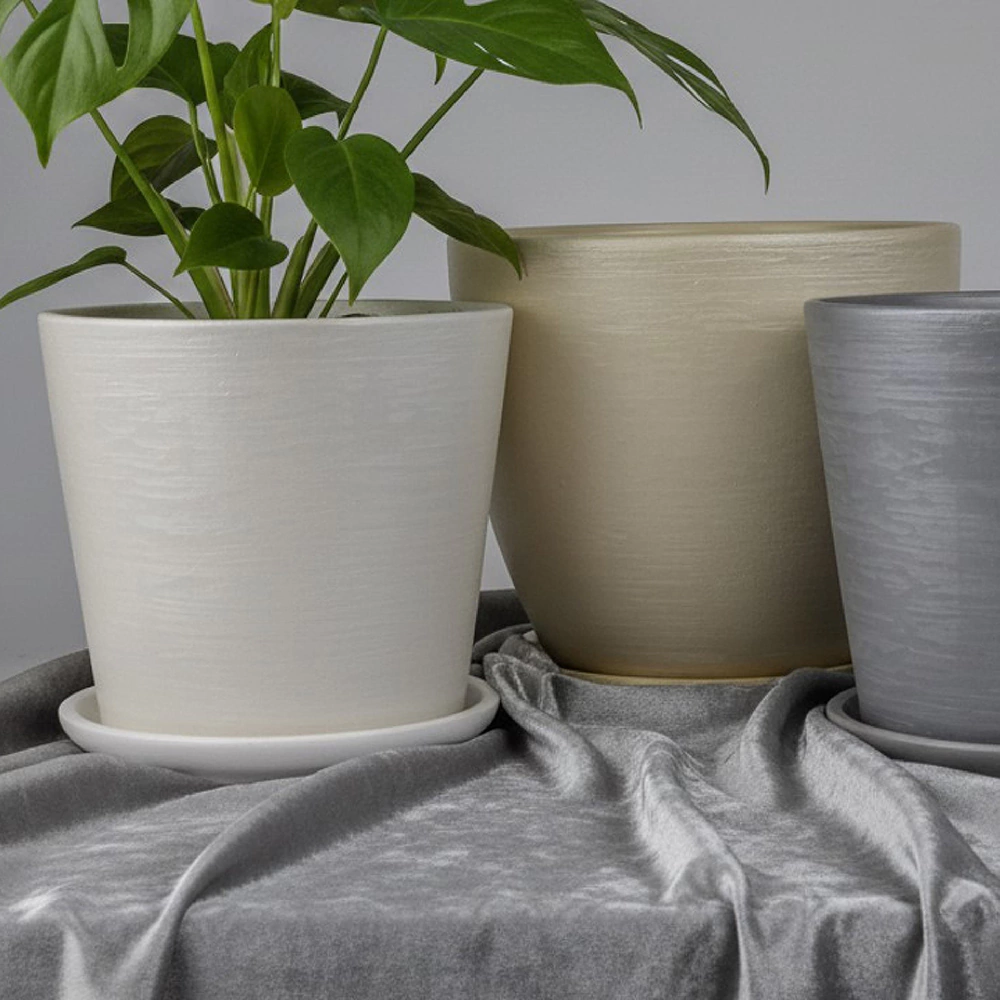 Горшок керамический Бархат конус бежевый d26 см h26 см 9,5 л