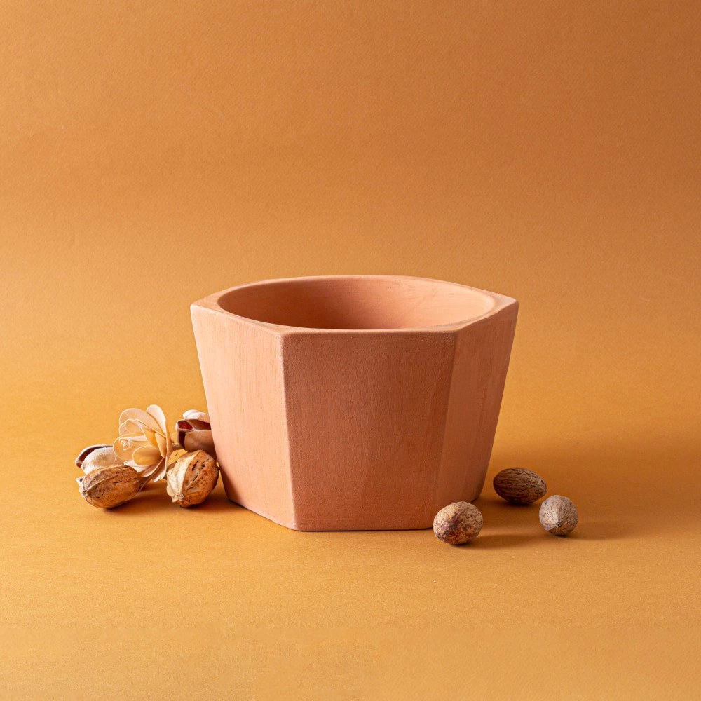 Кашпо керамическое Терра шестигранник терракотовое d15 см h11 см 1,5 л