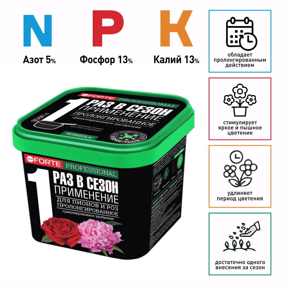 Удобрение минеральное для пионов и роз Bona Forte 1 л