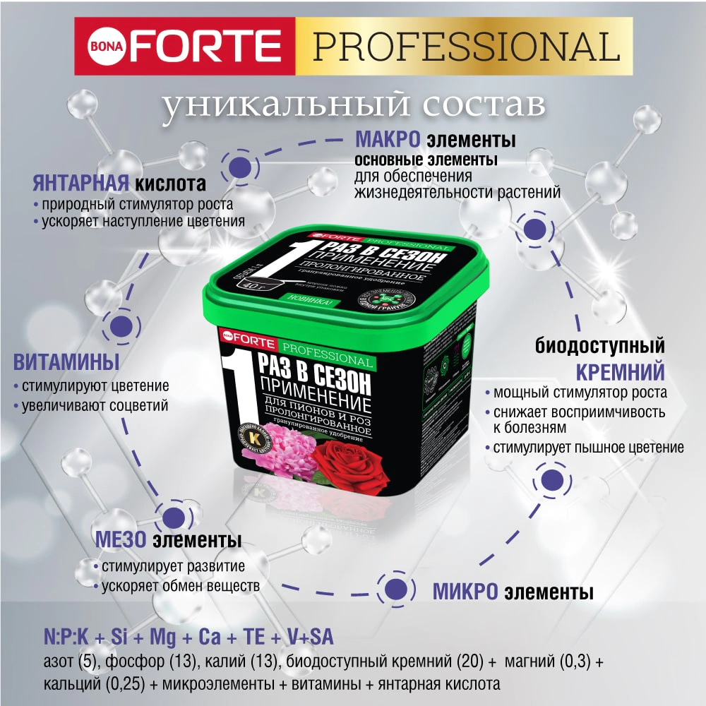Удобрение минеральное для пионов и роз Bona Forte 1 л