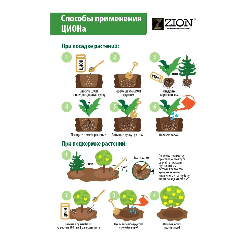 Питательная добавка для хвойных растений ZION LIGHT 800 г