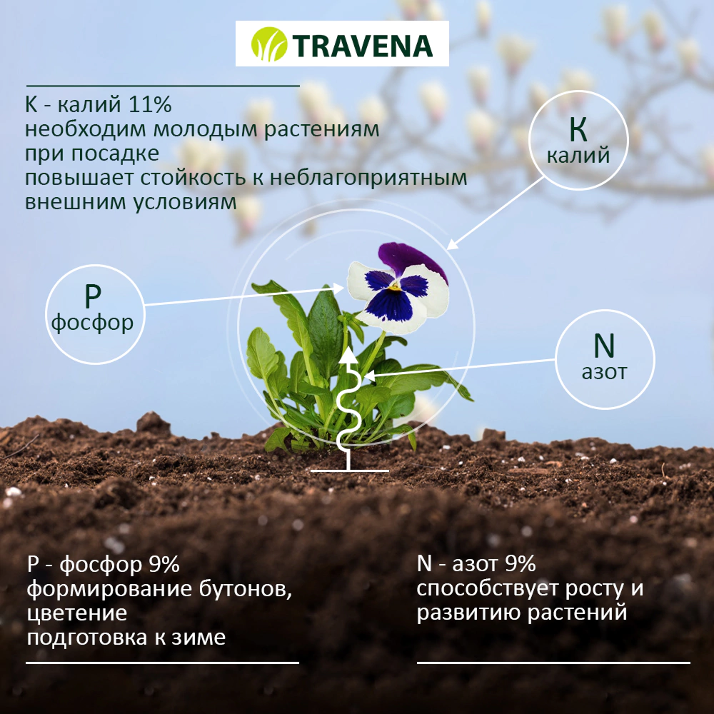 Удобрение минеральное универсальное для цветов TRAVENA 100 г