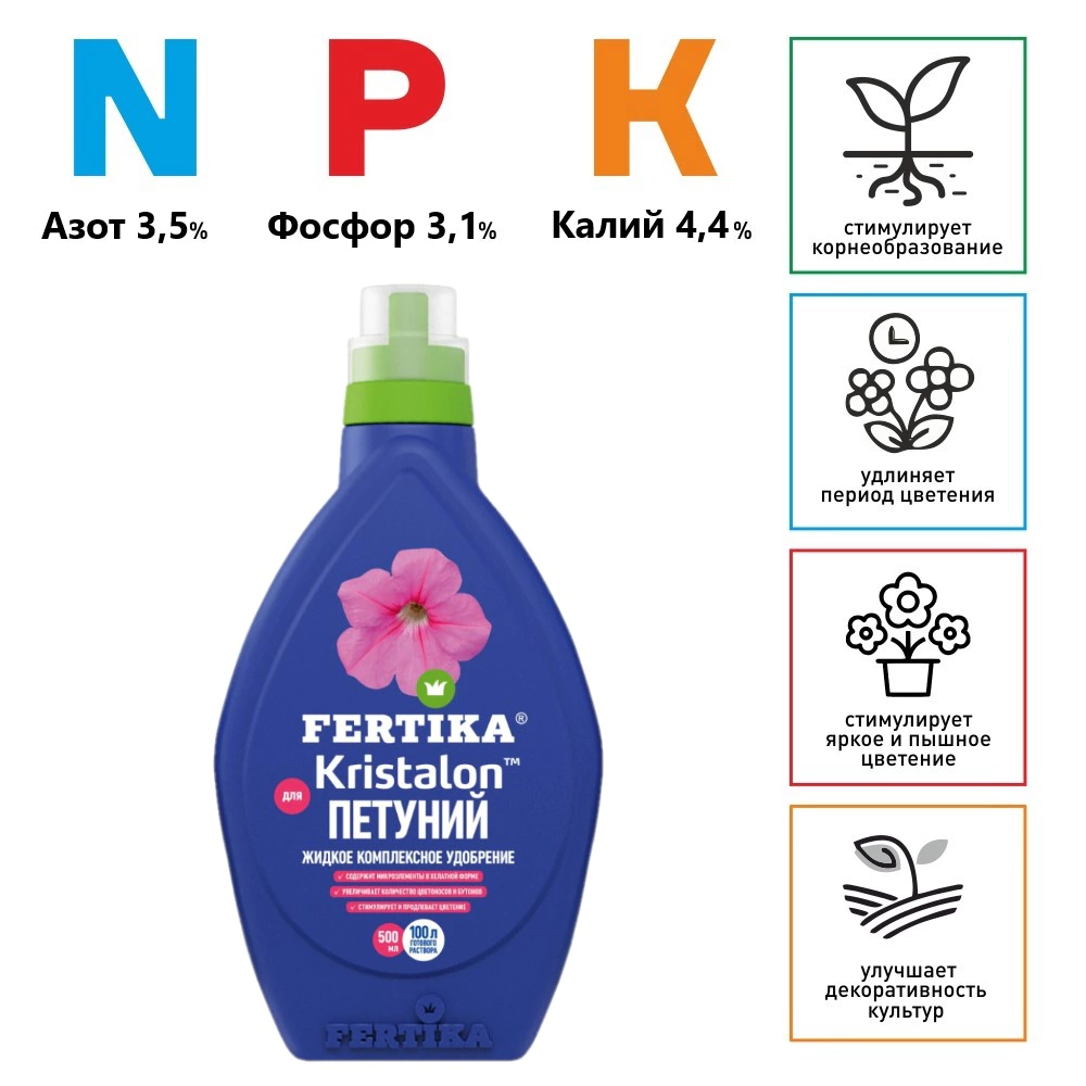 Удобрение минеральное для петуний ЖКУ Кристалон FERTIKA 500 мл