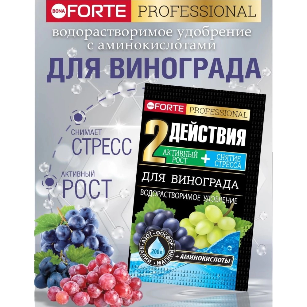Удобрение водорастворимое с аминокислотами для винограда Bona Forte 100 г