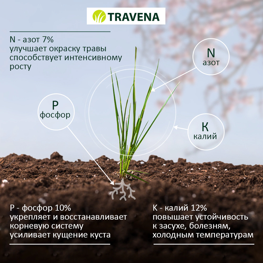 Удобрение для газона органоминеральное TRAVENA 10 кг