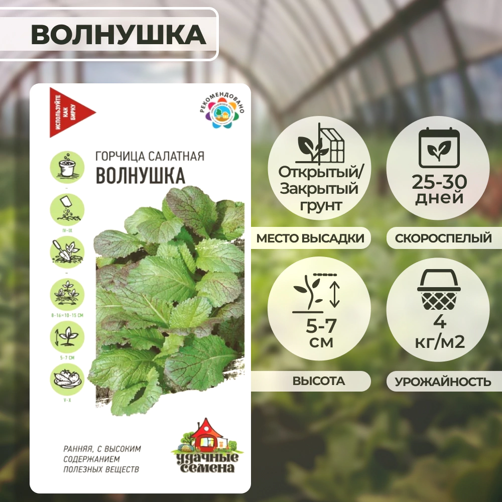 Горчица листовая Волнушка 1 г Удачные семена