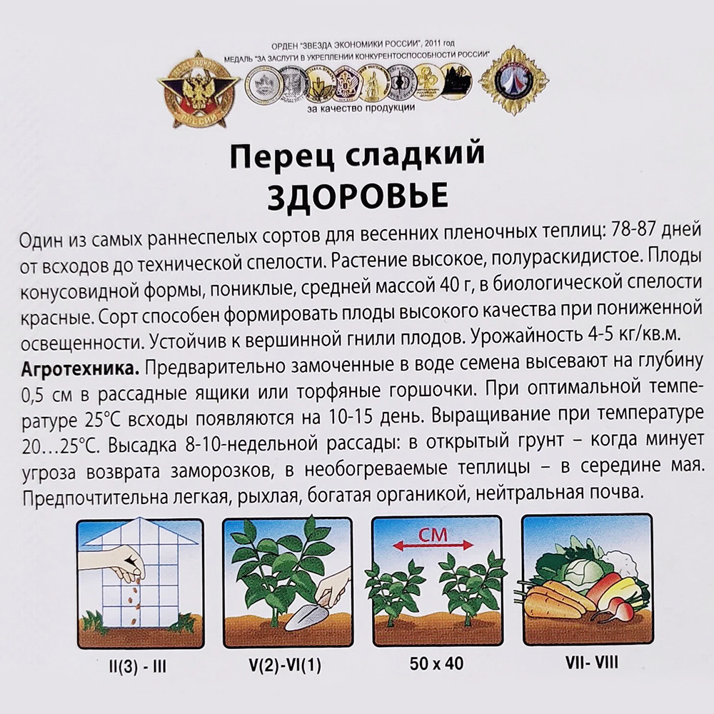 Перец сладкий Здоровье 200% NEW 0,6 г Русский огород