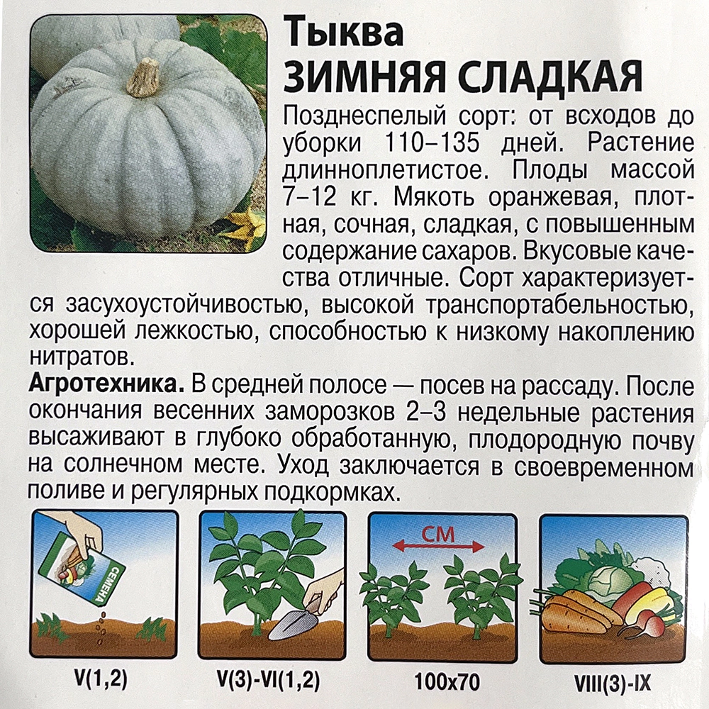 Тыква Зимняя сладкая 2 г Русский огород