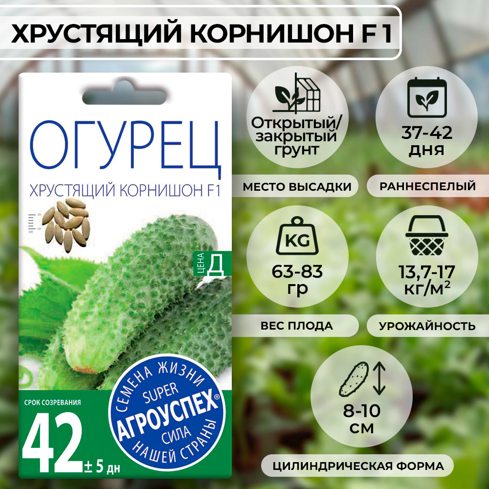 Огурец Хрустящий корнишон F1, 10 шт