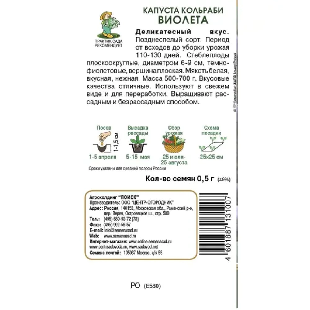 Капуста кольраби Виолета 0,5 г Поиск